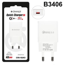 СЗУ Deespi S20 5V/3.1A 1USB QC3.0 18W